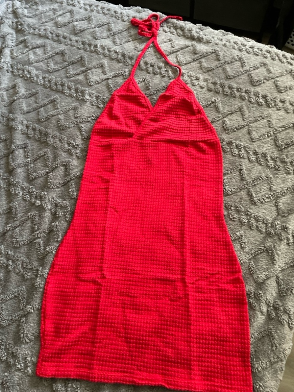 Red Halter Knit Cover Up Dress